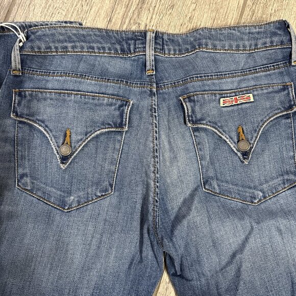 Hudson Triangle Flap Pocket Blue Denim Mid-Rise Jeans Women Size 25 NWT! - Picture 1 of 10